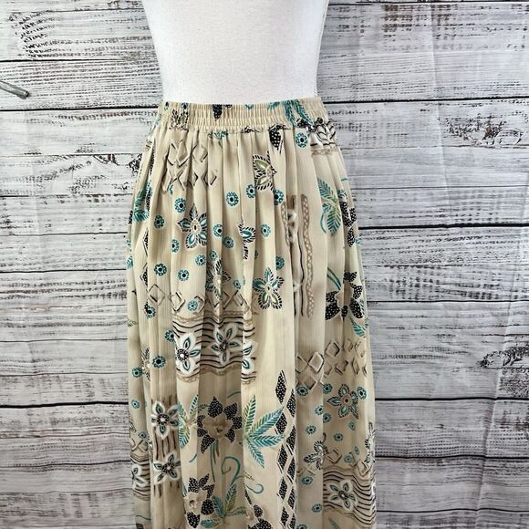 Alfred Dunner Mismatch 2pc Blouse Skirt Set size 8 Tan Floral Granny Core Modest - Picture 12 of 16